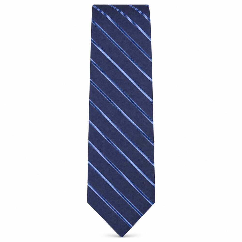 NWT Talbots Men Classic Blue Stripe 100% Silk Tie Handmade USA 3.75" Width